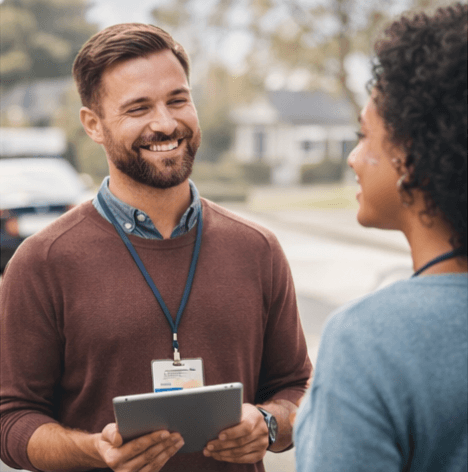 Health worker providing community outreach